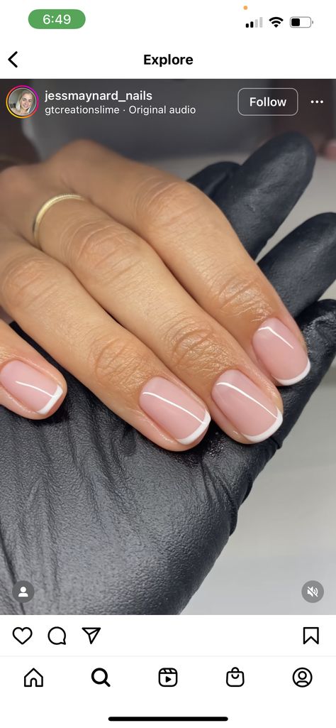 Shalack Nails Short, Short Squoval French Nails, Shalach Nail Ideas, Super Short French Tip Nails, Short Nail Extensions, Squoval French Tip Nails, French Shellac, Short French Tip Nails, Shellac Nails