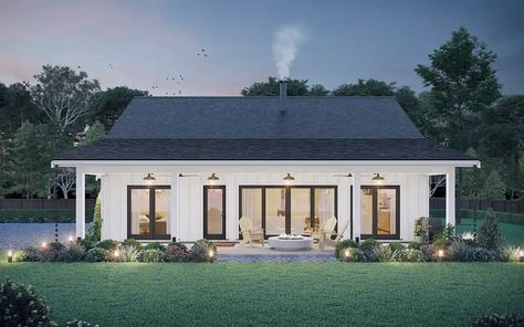 Barndominium House Plan - 2 Bedrooms, 2 Bath, 1000 Sq Ft Plan 29-170 Modern Farmhouse Barndominium, Small Modern Farmhouse Plans, 1000 Sq Ft House, Barndominium House, Southern Style House Plans, 1000 Sq Ft, Cabin Bathrooms, Cabin House, Farmhouse Barndominium