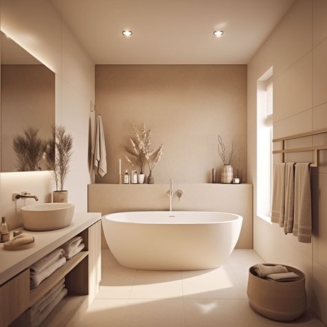 Bad Beige, Modern Beige Bathroom, Bathroom Beige, House Redesign, Beige Bathroom, Bad Inspiration, Bathroom Images, Bathroom Design Decor, Bathroom Inspiration Decor