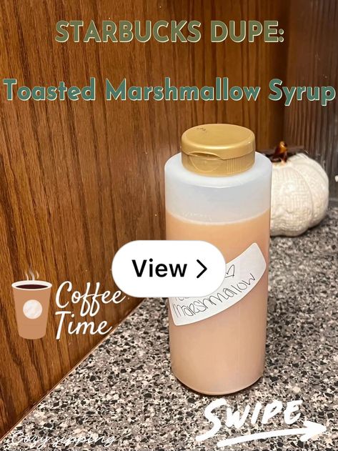 Lemon8 · STARBUCKS DUPE: Toasted Marshmallow Syrup Recipe · @Emerald.💗 Marshmallow Syrup Recipe, Toasted Marshmallow Syrup, Marshmallow Syrup, White Chocolate Mocha, Toasted Marshmallow, Syrup Recipe, Coffee Time, White Chocolate, Syrup