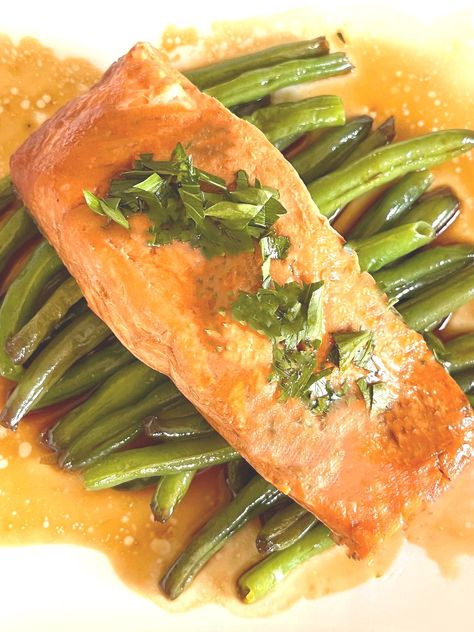 Microwave Salmon Teriyaki Recipe — Lake Isle Press Microwave Green Beans Recipe, Microwave Salmon, Salmon Teriyaki, Salmon Teriyaki Recipe, Classic Mashed Potatoes, Green Curry Chicken, Cook Fish, Teriyaki Recipe, Three Bean Salad