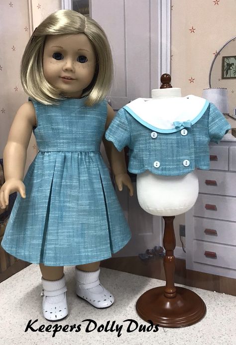 https://flic.kr/p/2kvEykm | Coordinating Jacket and Dress fits American Girl Doll | Upcoming KeepersDollyDuds sewing pattern! American Girl Clothes Patterns, Tribe Fashion, Custom American Girl Dolls, American Girl Dress, American Girl Patterns, Dust Bowl, American Girl Doll Crafts, American Girl Doll Accessories, American Girl Doll Patterns