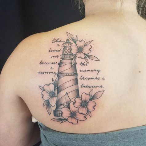 Grandparent Tattoos, Nanny Tattoo, Lighthouse Tattoo Meaning, Lighthouse Tattoos, Ink Therapy, Lighthouse Tattoo, Remembrance Tattoos, Nautical Tattoo, Amazing Tattoos