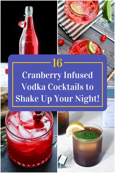 Collage of 4 cranberry infused vodka cocktails. Cranberry Infused Vodka, Cranberry Cocktails, Vodka Labels, Cranberry Vodka, Cranberry Cocktail, Vodka Cocktails Recipes, Vodka Cocktail, Night At Home, Festive Cocktails