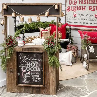 SHOP SMALL SATURDAY | Shop Sales Events Antique Farmhouse Christmas Hot Chocolate Bar, Hot Cocoa Stand, Rustic Wood Decor, Shop Small Saturday, Christmas Hot Chocolate, Hot Coco, Hot Cocoa Bar, Chocolate Caliente, Hot Chocolate Bars