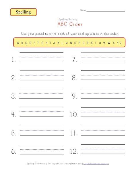 customizable abc order spelling worksheet Kindergarten Spelling Words, Kindergarten Spelling, Abc Order Worksheet, 1st Grade Spelling, Spelling Words List, Spelling Test, Writing Practice Worksheets, Spelling Worksheets, Grade Spelling