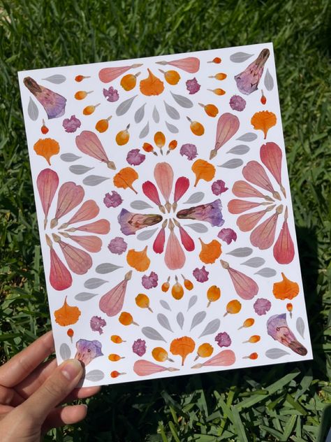 Pink mandala flower art print herbarium. Made from real pressed flowers! Pressed Flower Mandala, Nature Inspired Art, Pink Mandala, Flower Art Print, Mandala Flower, Pressed Flower Art, Flower Prints Art, Flower Mandala, Pressed Flower