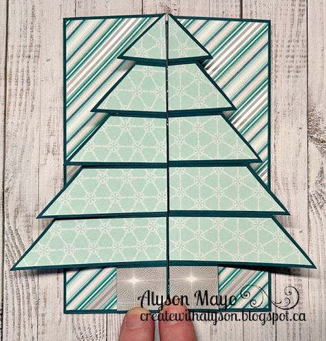 Create with Alyson: Christmas Tree Gatefold Card Folded Christmas Tree Card, Christmas Tree Gate, Mandala Card, Circle Collage, Holiday Snowflakes, Dragonfly Dreams, Gatefold Cards, Jolly Holiday, Window Cards