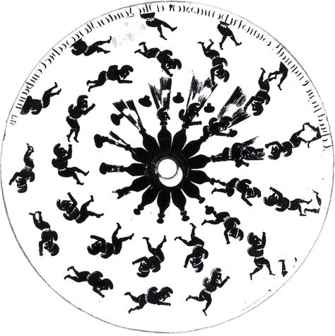 Eric Foxley. This "Wheel of Life" slide represents the first movement generated by a changing image relying on persistence of vision. The text round the edge of the disc reads "Copied from the Original with permission of the London Stereoscopic Company". This slide is said to be "The most important slide in any major magic lantern collection" and is vary rare. Fish Eye Lens Photography, Persistence Of Vision, Sound Wave Art, Circle Map, No Exit, Soundwave Art, Lens Photography, Magic Lantern, Eye Lens