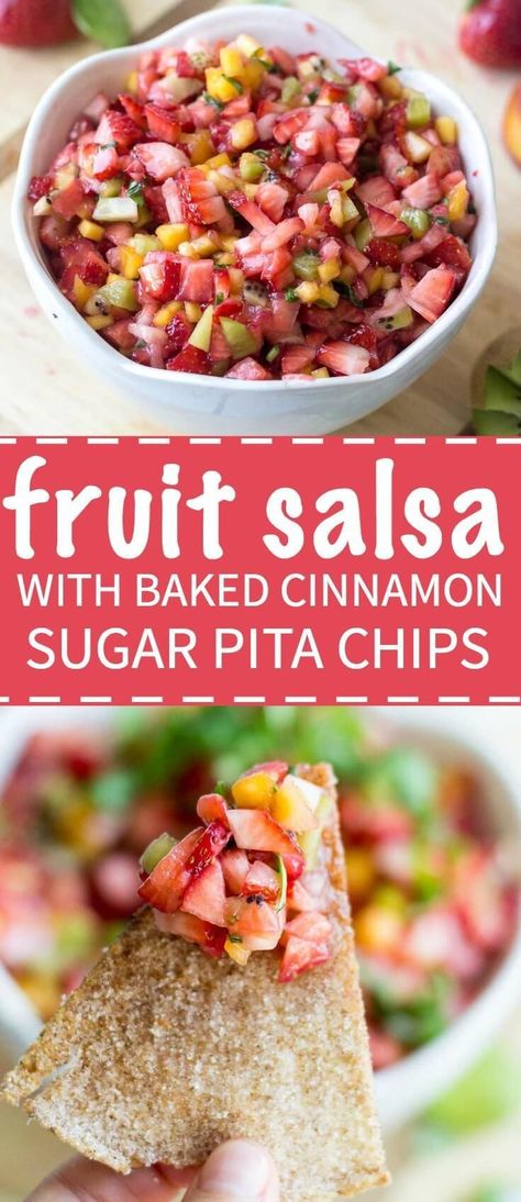 Cinnamon Sugar Pita Chips, Baked Pita Chips, Sommer Mad, Healthy Summer Desserts, Sangria Recipe, Diner Recept, Healthy Fruit, Fruit Salsa, Pita Chips