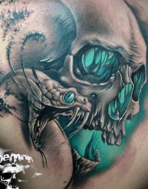 Fighting against your inner demons tattoo. Gotik Tattoo, Tatoo 3d, Demon Skull, Serpent Tattoo, Kunst Tattoos, Sick Tattoo, Demon Tattoo, Snake Tattoo Design, Geniale Tattoos