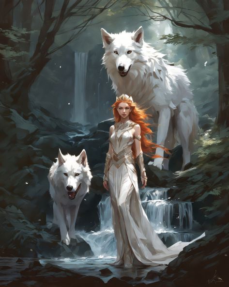 Goddess Of Wolves, Woman With Wolf, Wolf Queen, Wolf Goddess, Elf Queen, Female Warrior Tattoo, Dnd Elves, Werewolf Aesthetic, Wolf Warriors