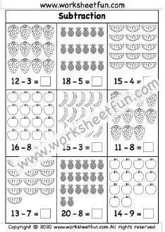 Subtraction up to 20 with pictures – Three Worksheets / FREE Printable Worksheets – Worksheetfun Subtraction To 20, Kindergarten Addition Worksheets, Math Addition Worksheets, Math Sheets, Halloween Worksheets, First Grade Worksheets, Subtraction Word Problems, Printable Preschool Worksheets, Subtraction Worksheets