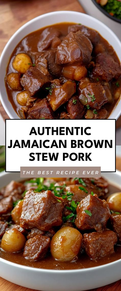 Image for Authentic Jamaican Brown Stew Pork Pork Stew Meat Recipes Slow Cooker, Pork Soups And Stews, Pork Stew Meat Recipes, Easy Dinner Recipes Pork, Jamaican Brown Stew, Pork Stew Meat, Pork Soup Recipes, Pork Stew Recipes, Stewed Pork