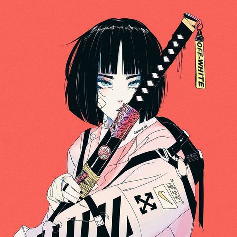 Samurai Anime, Cyberpunk Anime, Cyberpunk Girl, Arte Cyberpunk, Japon Illustration, Samurai Art, Cyberpunk Art, 판타지 아트, Art And Illustration