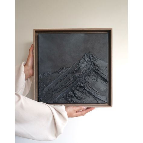 Mountain Relief Art, Plaster Mountain Art, Mountain Art Diy, Mountains Art Painting, Modern Art Canvas Painting, Monochromatic Art, Mountain Artwork, Plaster Wall Art, Clay Wall Art