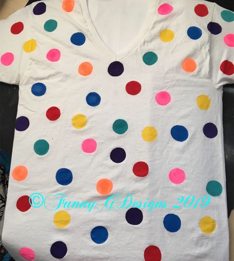 My happy polka dot shirt. 💙FunnyG 2019💙 Dot Day Shirt Diy, Diy Polka Dot Shirt Kids, Polka Dot Button-up Summer Shirt, Graphic Cotton T-shirt With Paint Splatter, Circus Shirts, Polka Dot Cotton T-shirt With Short Sleeves, Dot Day, Polka Dot Shirt, Creative Valentines