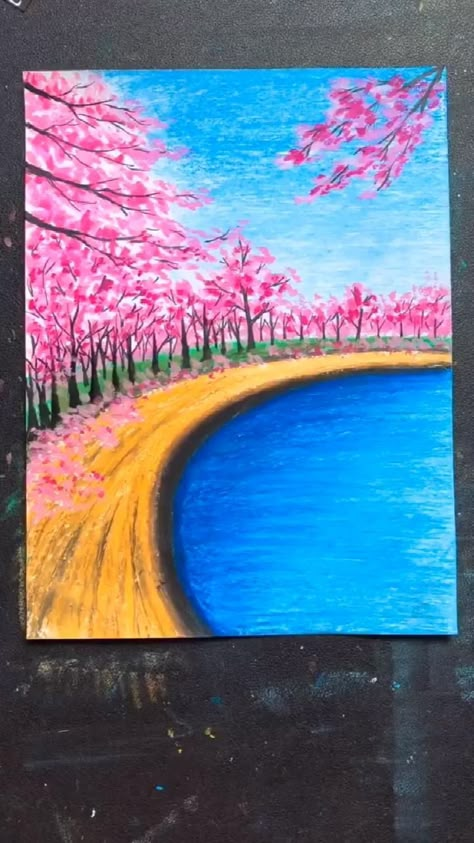 Crayon Painting, Oil Pastel Drawings Easy, Soft Pastel Art, Seni Dan Kraf, Oil Pastel Paintings, Canvas Painting Tutorials, Oil Pastel Art, Oil Pastel Drawings, Crayon Art