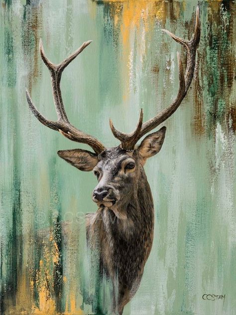 Acrylic Painting Deer, Deer Paintings On Canvas, Netherlands Drawing, Deer Painting Acrylic, Wild Painting, Deer Photography, Animal Paintings Acrylic, Wild Animals Painting, Painting Portraits