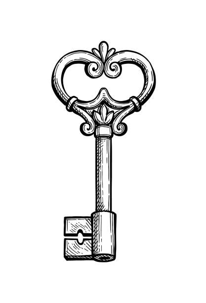 Vintage Key Tattoos, Key Drawing, Keyhole Tattoo, Key Drawings, Key Tattoos, Key Tattoo, Old Key, Vintage Key, Hand Drawn Vector Illustrations