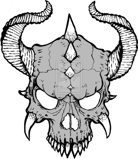 Skull With Horns Tattoo Design, Skull With Horns Drawing, Skull With Horns Tattoo, Horns Drawing, Animal Skull Drawing, Md Logo, Cool Skull Drawings, Tattoo Banner, Teeth Drawing