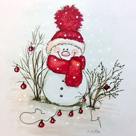 Watercolor Snowman, Watercolor Christmas Cards, Watercolor Christmas, Cards Christmas, Christmas Card, Christmas Cards, Sketch, Christmas, Red