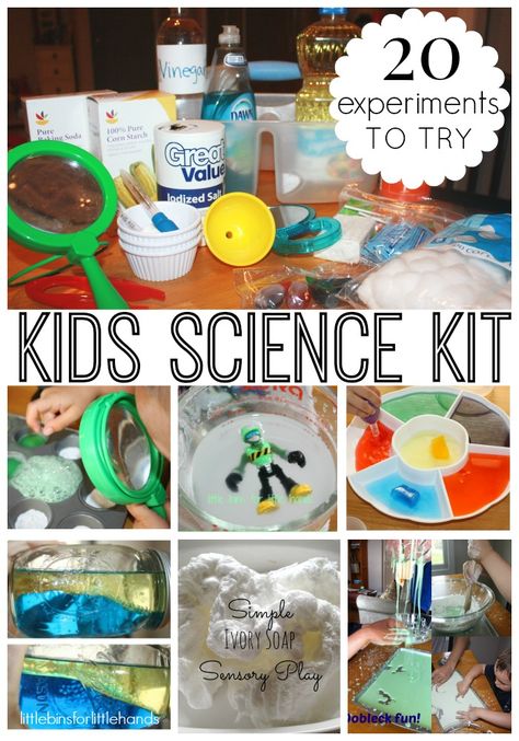 What a fun DIY gift for kids!! Make a science kit and include 20 experiments they can do with the supplies. Science Kits For Kids, Kid Science, Easy Science Experiments, Kids Science, Diy Science, Science Activities For Kids, Kindergarten Science, Easy Science, Preschool Science