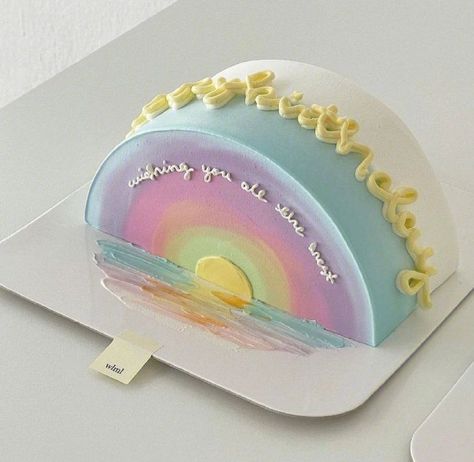 Sunset Cake, Half Birthday Cakes, Pastel Cakes, Korean Cake, Simple Cake Designs, Mini Cakes Birthday, Creative Birthday Cakes, Simple Birthday Cake, Pretty Birthday Cakes