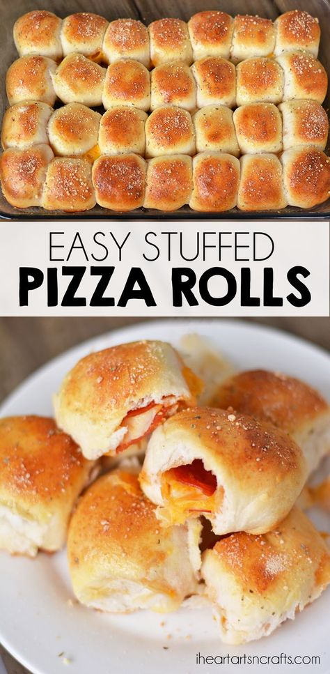 Easy Stuffed Pizza Rolls Stuffed Pizza Rolls, Pizza Buns, Pizza Roll Recipe, Stuffed Pizza, Party Snacks Easy, Rolls Easy, Healthy Meat Recipes, Healthy Recipes Easy Snacks, Kid Friendly Recipes