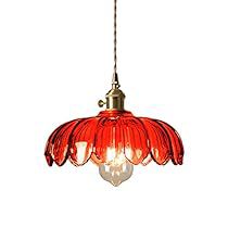 Red Lamps Bedroom, Lotus Lamp, Bar Ceilings, Red Lamp, Glass Light Fixture, Hanging Ceiling Lamps, Lotus Pendant, Vintage Ceiling Lights, Farmhouse Pendant Lighting