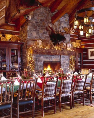 Holiday dinner in the wine room, Stock Farm Club, Hamilton, Montana Cabin Romance, French Cabin, Big Family Christmas, Ranch Retreat, Stone Homes, Family Christmas Dinner, Luxury Lodges, Diy Home Decor For Apartments, Maggie Valley