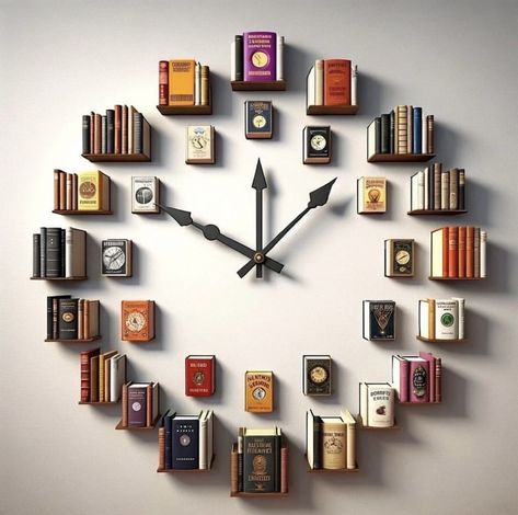 Book Clock, Creative Bookshelves, Cool Bookshelves, Book Room, Home Library Design, Book Cafe, Bookshelf Design, Book Wall, Library Design