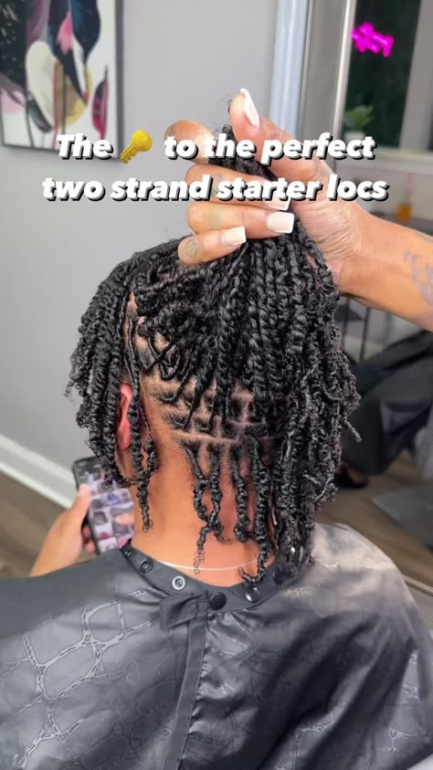 Simple 🤌🏽😍♥️✨ Juicy 💦 Small 2 Strand Starter Locs There’s no secret product, just simple technique. You gotta twist tight and ALL THE WAY DOWN. It takes a little longer especially if the client has longer hair but the results are worth it I promise. Don’t be lazy with it. Twisting tightly gives a cleaner look and reduces “buldging” or “bunching” in the locs. Moisture of course, a lot of it. The twist should just flow through your hands which will also help increase your speed. Water and oil is really all you need, but i do use foam wrap. There’s no special foam wrap I use or recommend. • • Text or DM “Loc Journey” if you’re ready to start your loc journey. In person or mobile Consultation required •⁣ Booking link is located in our bio⁣⁣ •⁣⁣ •⁣⁣ 📱Call or text (225)620-3654⁣⁣ 📍 13847 C Small Two Strand Twist Starter Locs, Twists To Locs, Starter Locs With Extensions, Started Locs Styles, 2 Strand Starter Locs, Small Starter Locs, Two Strand Starter Locs, 2 Strand Twist Starter Locs, Starter Locs Two Strand Twist