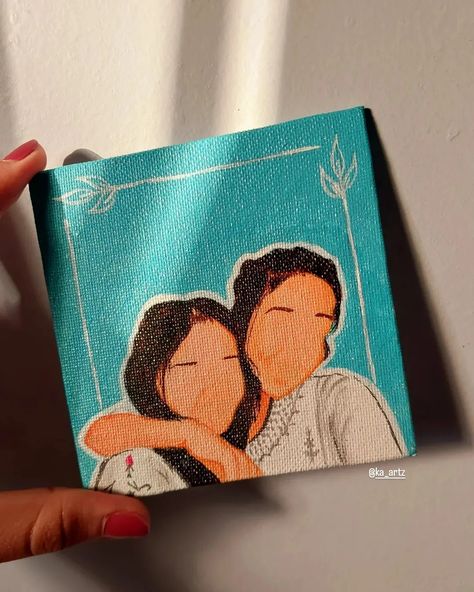 Hand Painting Friends, Canvas Painting For Friends Gifts, Small Canvas Gift Ideas, Canvas Art For Friends Gift Ideas, Positive Canvas Painting Ideas, Positive Paintings Canvases, Bff Painting Ideas On Canvas, Best Friend Canvas Painting, Painting Ideas Small Canvas