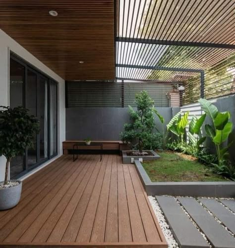 Home Designs Exterior, Modern Patio Design, Rooftop Terrace Design, Courtyard Design, Home Garden Design, House Outside Design, Terrace Design, Modern Patio, Backyard Garden Design