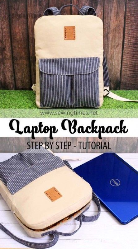 How To Sew A Laptop Bag, Backpack Bag Patterns To Sew, Diy Rucksack Backpack, Laptop Backpack Sewing Pattern, How To Make A Laptop Bag, Laptop Backpack Pattern, Laptop Bag Design Ideas, Laptop Bag Tutorial, Computer Bag Pattern