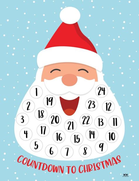 Choose from one of 10 unique Santa Beard Countdown Calendars to help your kids count down the days until Christmas. Print from home! 100% FREE! Santa Beard Countdown, Santa's Beard Countdown, Counting For Kids, Santa Beard, Countdown Calendar, Days Until Christmas, Christmas Print, Christmas Countdown, Template Printable