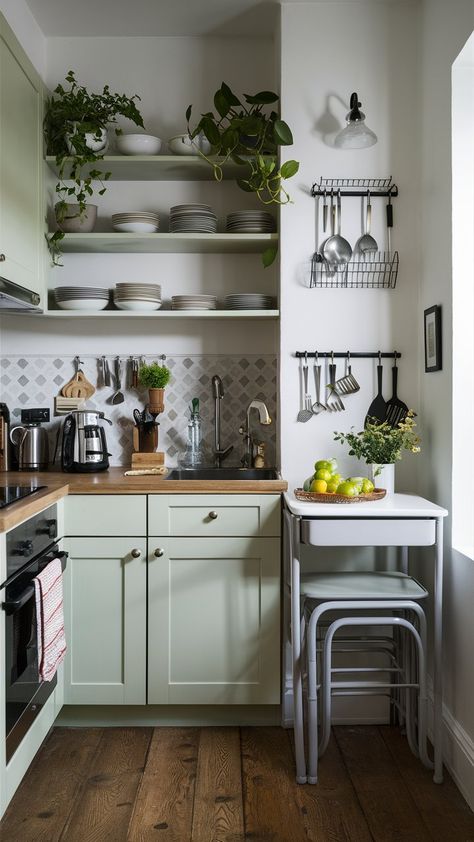 Shelving Never Too Small Kitchen, Small Kitchen Space-saving Ideas, Small Kitchen On A Budget, Kitchen With Storage, Very Small Kitchen, Small Kitchen Storage Solutions, Small Kitchen Ideas On A Budget, Howdens Kitchens, Living Room Decor Lights