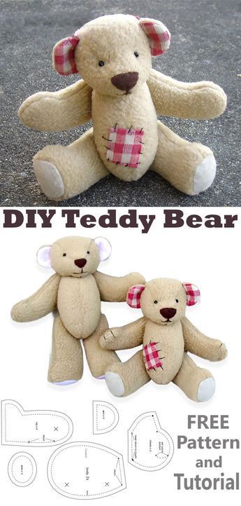 DIY Teddy Bear Tutorial & Pattern Teddy Bear From Old Shirt Pattern, Denim Bear Pattern, Stuffed Animals From Old Clothes, Keepsake Teddy Bear Pattern Free, Fleece Teddy Bear Pattern, Memorial Bear Pattern Free, How To Sew A Bear, Hand Sewn Teddy Bear, Handmade Teddy Bear