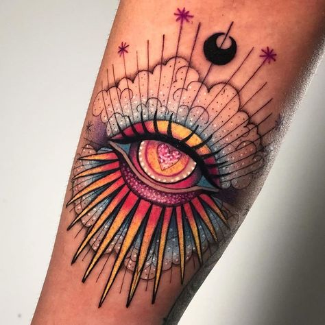 Eye Tattoo Design, Tattoo Sonne, Third Eye Tattoos, Evil Eye Tattoo, Omerta Tattoo, Geniale Tattoos, Tatuaje A Color, Tattoo Design Ideas, Eye Tattoo