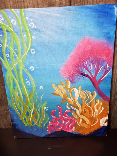 Have you ever been snorkeling? We are going underwater tonight to this really cool coral painting. 6:30pm EST. DM for the link to join the free zoom painting session. #zoom # coralreef #snorkeling Reef Painting Acrylics, Coral Reef Painting, Reef Painting, Coral Painting, Tutorial Painting, Underwater Painting, Punch Needle Patterns, Painting Tutorials, Coral Reef