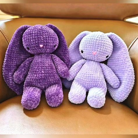 Amigurumi Crochet Weighted Bunbun Bunny Plushies!! | Color: Purple | Size: Os free crochet toy patterns amigurumi teddy bears #freecrochettoypatternsamigurumiteddybears #crochet #crochettoy #crochetpattern #crochetpatterns 1.981 Crochet Stitch Stuffed Animal, Crochet Patterns With Velvet Yarn, Velvet Crochet Animals, Blanket Yarn Plushies, Crochet Toys Easy, Crochet Stuffed Bunny, Purple Crochet Animals, Bernat Amigurumi, Crochet Purple Amigurumi