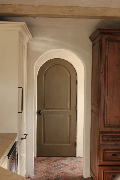 Arch Interior Doors, Wood Arch Door, Arch Interior Door, Euro Farmhouse, Door Paint Ideas, Spanish Eclectic, Arched Interior Doors, Pantry Laundry Room, Door Paint