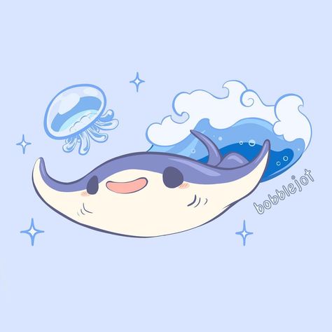 Manta Ray Drawing, Ray Drawing, Kawaii Fish, Drawing Kawaii, Fish Drawing, Manta Ray, Just Keep Swimming, Keep Swimming, Cute Animal Drawings