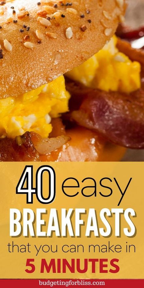 Are you looking for quick breakfast options for busy mornings? Try one of these 40 quick 5-minute breakfast ideas for easy on-the-go options and fast breakfasts at home. Easy Breakfast To Take To Work, Simple Healthy Breakfast Ideas On The Go, 5 Minutes Breakfast Ideas, Quick And Easy Breakfast Recipes For One, Breakfast Ideas One Person, Quick Breakfast For One, Easy Breakfast Ideas For One Person, Easy Breakfast Ideas For Two, Easy Breakfast Ideas For Picky Eaters