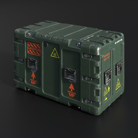 Military Storage Box, Sebastian Kiersz on ArtStation at https://www.artstation.com/artwork/EVWeW2 Hardsurface Modeling, Escape Box, Military Box, Tactical Wall, Alien Spacecraft, Sci Fi Props, Props Concept, Starship Design, Military Pictures