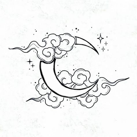 Cloud Tattoo, Śliczne Tatuaże, Tattoo Art Drawings, Mini Drawings, Simplistic Tattoos, Tattoo Design Drawings, Tattoo Stencils, Moon Tattoo, 壁紙 かわいい