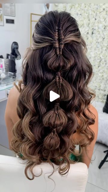 Shakhzoda Tapilova  “Shayla “🇺🇸🇺🇿 on Instagram: "Infinity braid half up with voluminous curls 🫶🏻♾️. These curls are my favorite for half ups because they are the longest lasting and gives the hair so much volume 🙌🏼
Products :
Big @sexyhair Powder Play for creating a volume at the crown without a tease. 
Style Sexy Protect Me for a heat protection up to 450F
Big Sexy Hair Stargazer for a strong hold and volume 
#sexyhairpartner 
Model @samiratapilova1 
.
.
.
.
.
.
.
.
.
.
#hairvideos #haireducation #hairtutorial #hairtrends #hairinspo #naplesflorida #hairgoals #halfuphalfdownhairstyle #braidedhairstyles #weddinghair #hairtransformation #wakeupandmakeup #hairideas #hairbrained #hairstyles #napleshairstylist #napleswedding #hairartist" Infinity Braid Hairstyles, Half Up Volume Hair, Braid Half Up, Infinity Braid, Braided Half Up, Colored Curly Hair, Voluminous Curls, Hair Brained, Half Up Half Down Hair