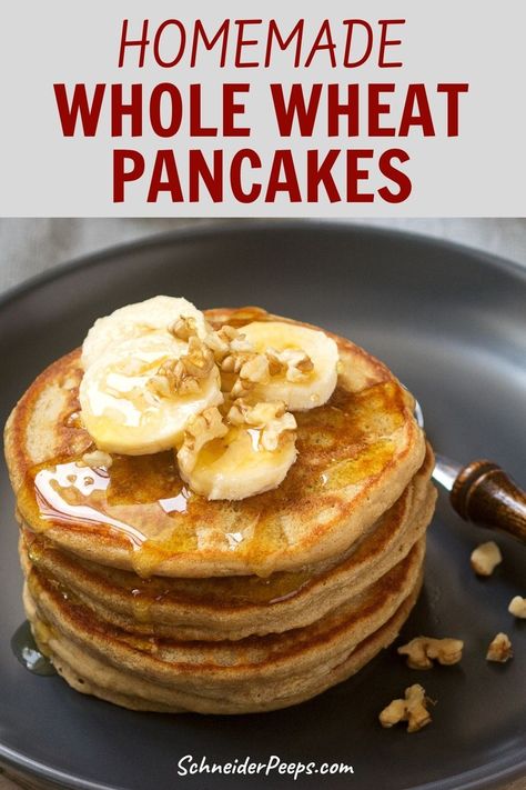 Whole Wheat Pancakes Wheat Pancake Recipe, Whole Wheat Pancakes, Thanksgiving Breakfast, Wheat Pancakes, Healthy Pancake Recipes, Pancakes Easy, Pancake Recipe, Sunday Brunch, Whole Wheat