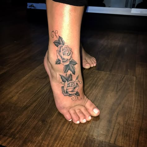 Rose And Butterfly Leg Tattoos Women, Ankle Tattoos For Women Rose, Cute Feet Tattoos, Rose On Ankle Tattoo, Cute Foot Tattoos For Women, Rose Tattoo On Foot, Rose Foot Tattoo, Rose Foot Tattoos For Women, Roses On Feet Tattoo